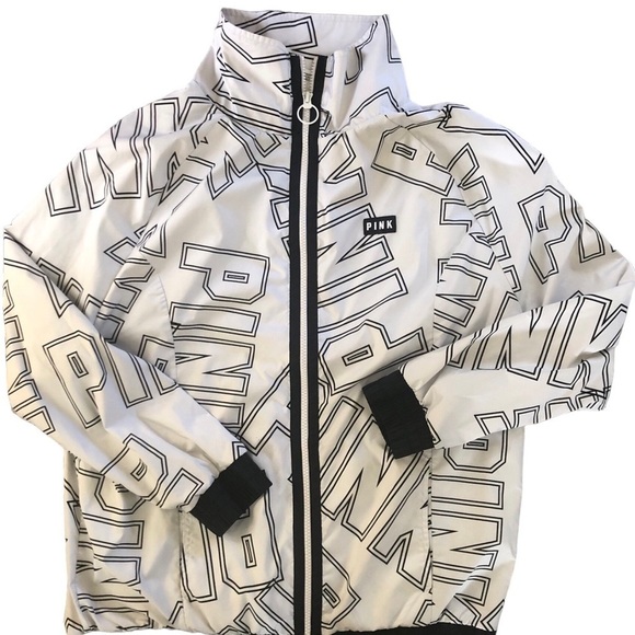 Pink Victoria’s Secret Signature Full Zip Anorak Jacket XS/S Black White Coat - Picture 2 of 9